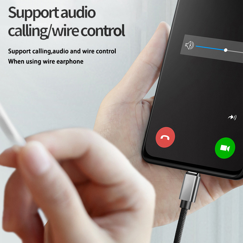 耳机typec转35mm音频口通话麦克风转接头手机连接转换器黑色塑壳