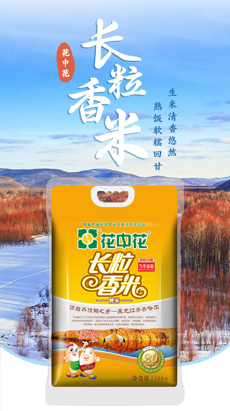 长粒香米10kg黑龙江一级粳米东北大米20斤家庭装新米10000g
