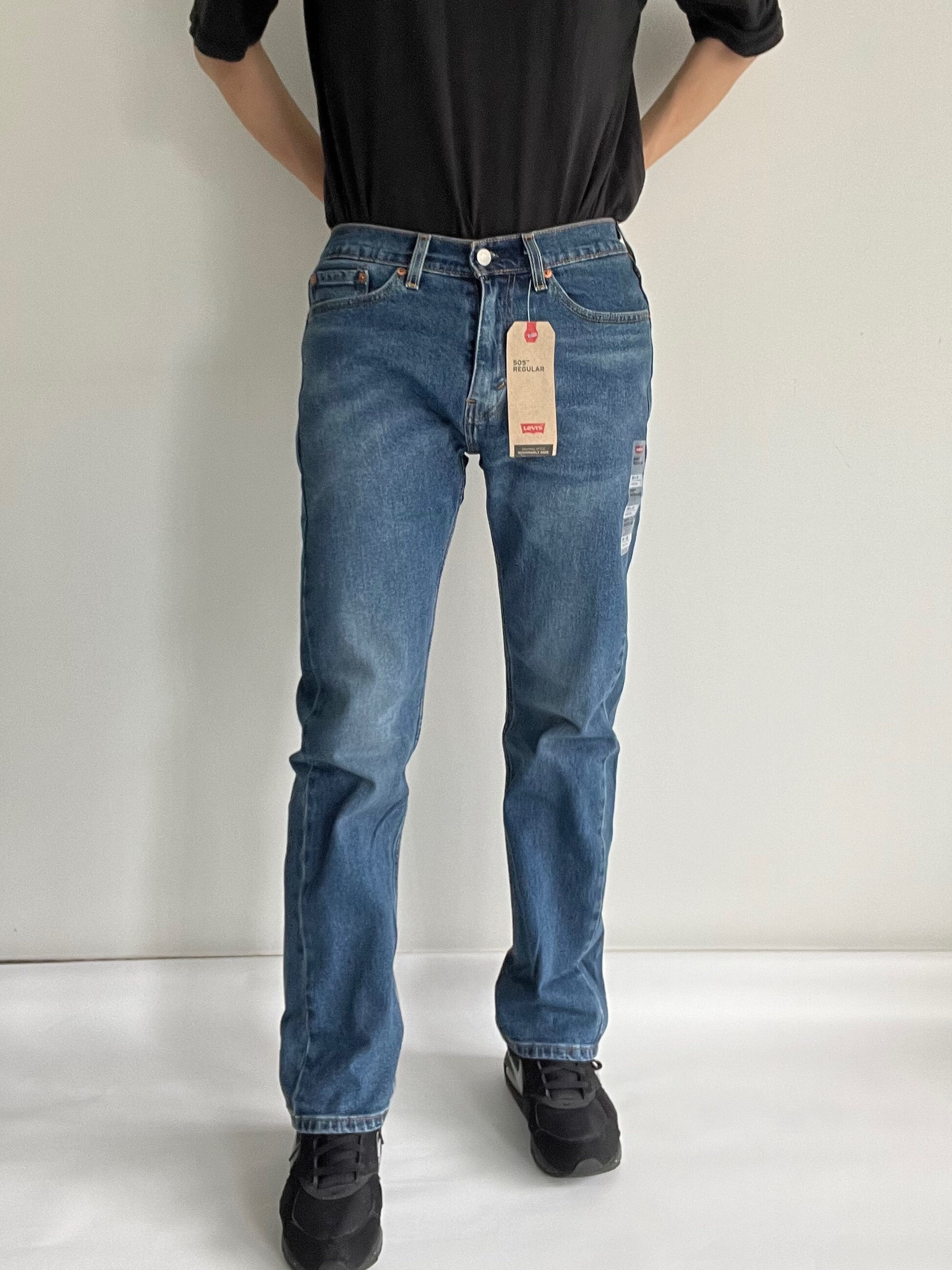 美国levis李维斯505蓝色宽松直筒男士牛仔裤舒适款00505-1824 蓝