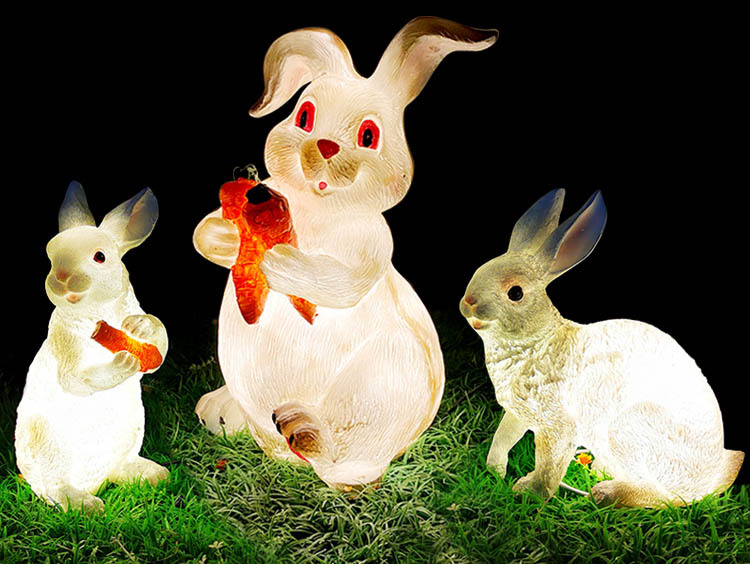 户外防水发光卡通动物灯景区物业小区亮化景观熊猫兔子松鼠长颈鹿草坪