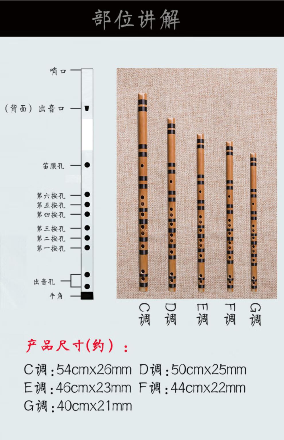 教学6孔竖笛fg调中小学生初学者成人入门演奏乐器儿童直笛子 黑线花