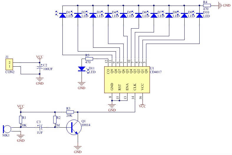 电子制作diy套件声控led流水灯套件cd4017彩灯控制趣味电子diy制作