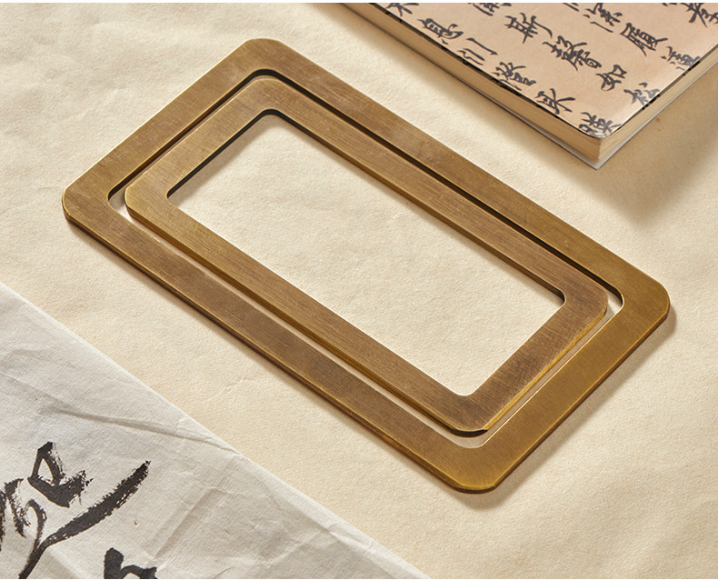 玉泉韵黄铜方框仿圈小楷镇纸书法打格镇尺文房四宝毛笔钢笔压纸支持