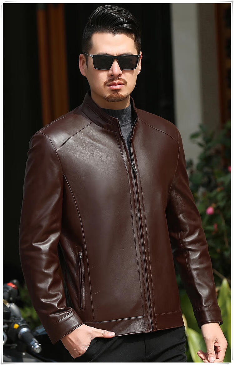 【轻奢品牌】皮尔卡丹秋冬季男士皮衣中年真皮外套男加绒加厚款休闲