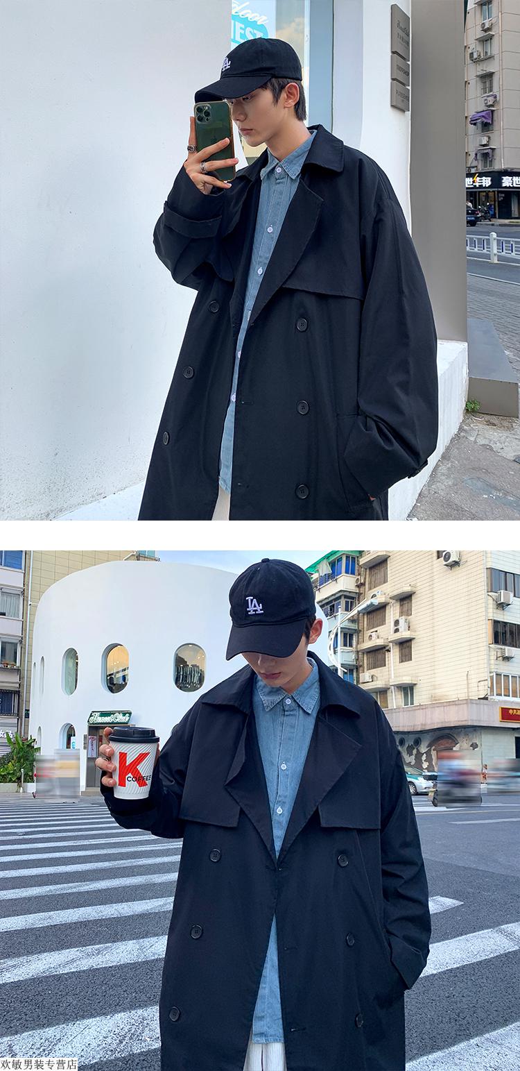 戈普旗风衣男春秋冬中长款侦探外套痞帅德系大衣过膝秋冬可选 卡其色