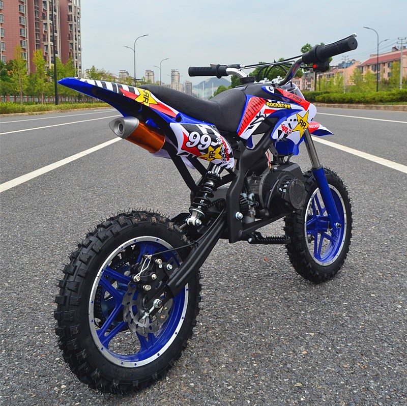 21款迷你摩托车燃油车儿童礼物小型2冲越野49cc电启动小摩托汽油 手拉