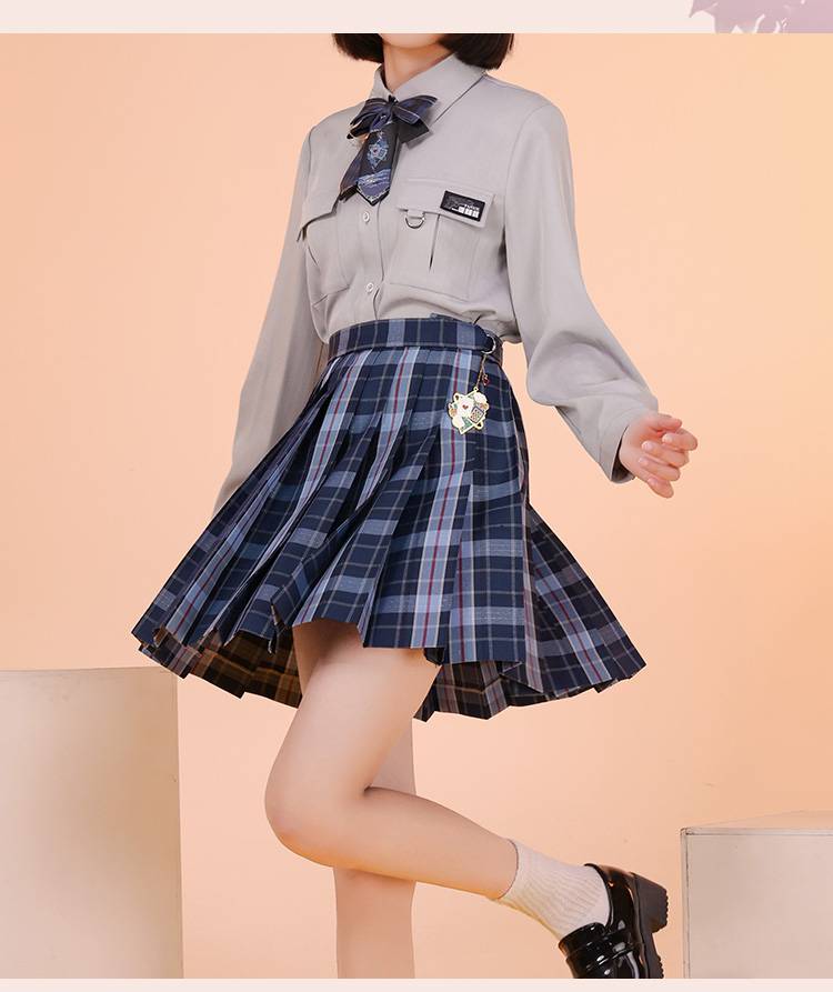 2022新款 破云2吞海衍生服jk制服衬衫格裙快看漫画周边花鱼严江 格裙