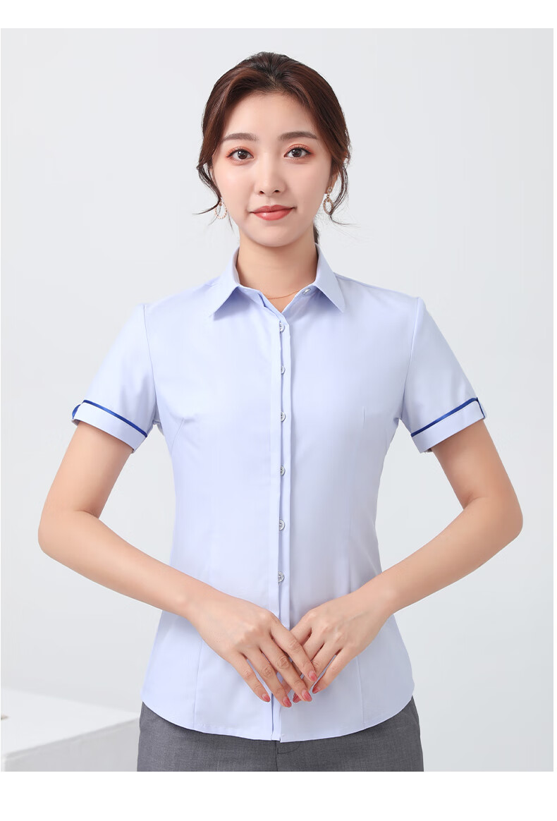 中国电信5g工作服长袖衬衫女蓝色营业厅员工工服职业装工装制服衬衣