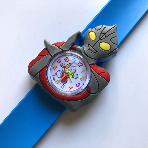 2021新款奥特曼卡通拍拍表啪啪圈男孩咸蛋超人儿童玩具电子手表深蓝色