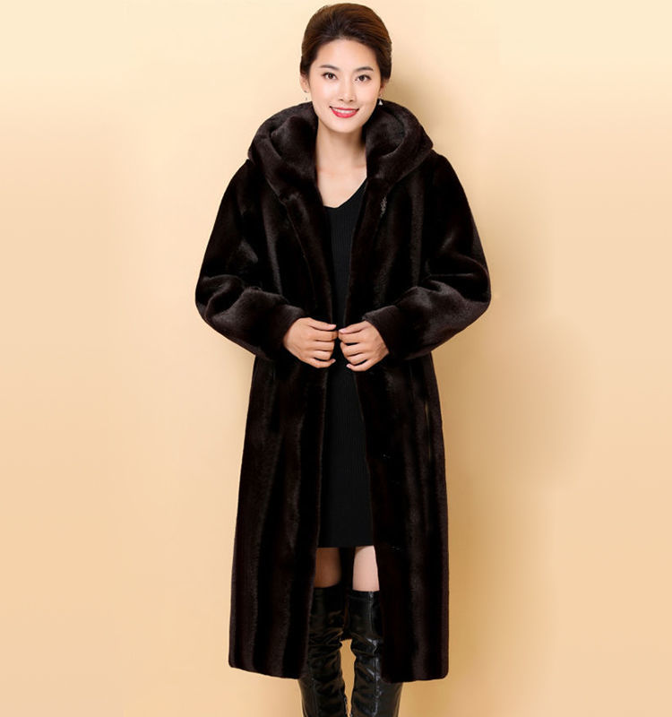 轻奢高端海宁冬水貂绒大衣女长款过膝整貂妈妈装大码皮草高端时尚加厚