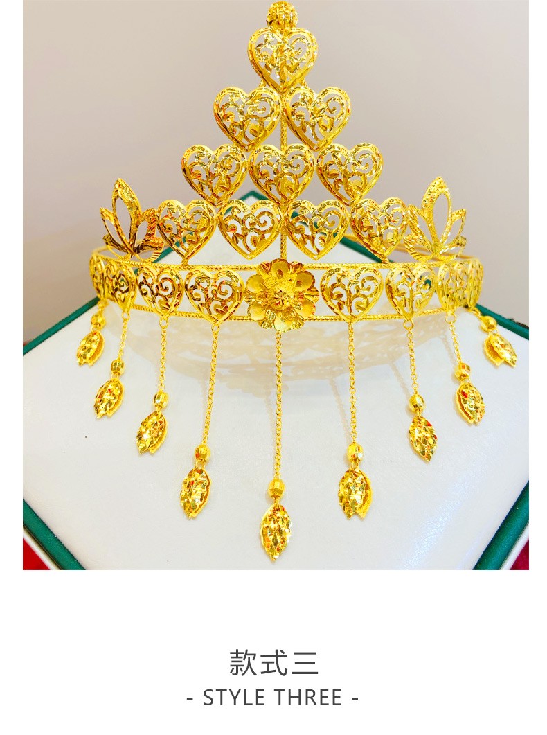 diamart珠宝黄金头冠黄金皇冠头饰999足金黄金结婚头饰新娘结婚头饰