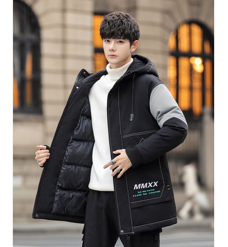 鸿星尔尅青少年冬季中长款棉衣男高初中学生棉服加厚保暖外套冬装棉袄