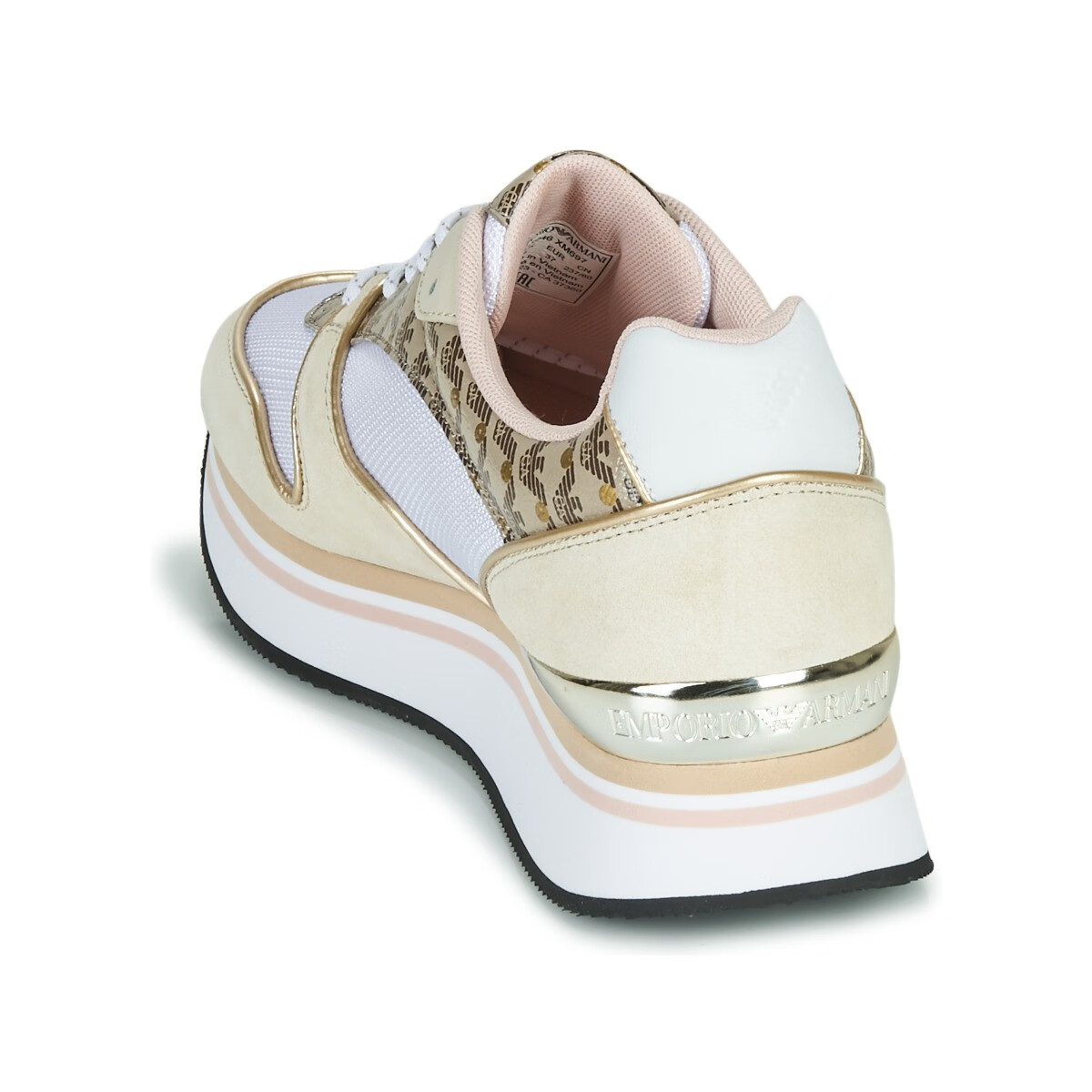 emporioarmani阿玛尼女鞋奢侈品休闲鞋老爹鞋系带单鞋米色白色春秋款