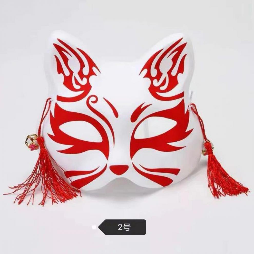 【现货直发】式彩绘狐狸猫面具半脸古风二次元萤火之森动漫网红万圣节