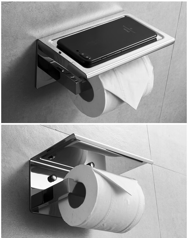 304不锈钢厕纸架白色手机纸巾架浴室置物架卫生间卷纸架白色单卷纸