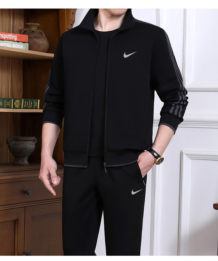 耐克(nike) 耐克nike品牌中老年運動服套裝男春秋三件套中年男休閒裝