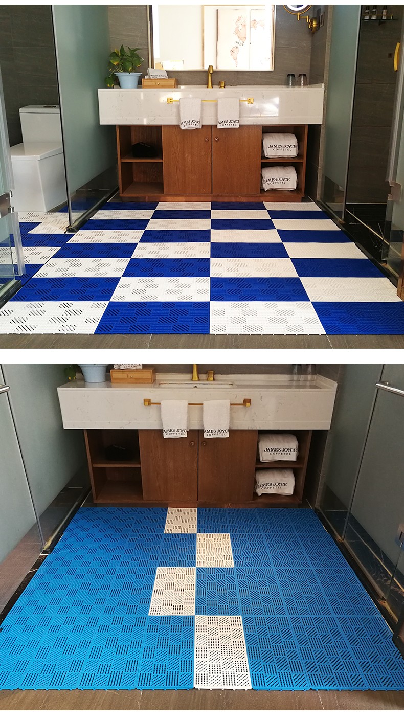 酒店浴室防滑垫公共厕所卫生间淋浴房洗澡地垫隔水拼接垫子易打理咖色