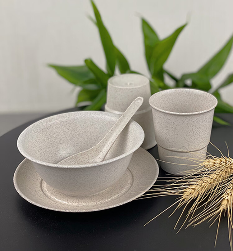 稻壳一次性碗筷稻壳一次性碗筷餐具独立包装四件套结婚酒席家用高档可