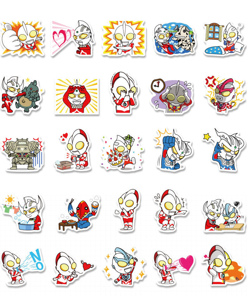 50张卡通奥特曼儿童贴纸怪兽幼儿园奖励宝宝男孩防水贴画粘贴玩具 50