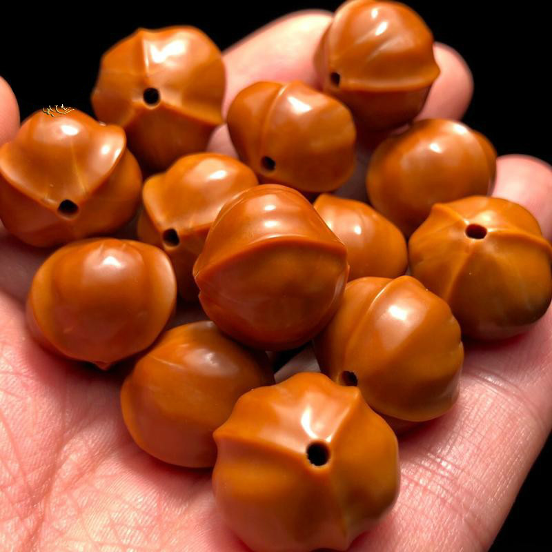 橄榄核雕刻鲨鱼背手串短圆素核光珠手链素串手持单籽核雕文玩单圈