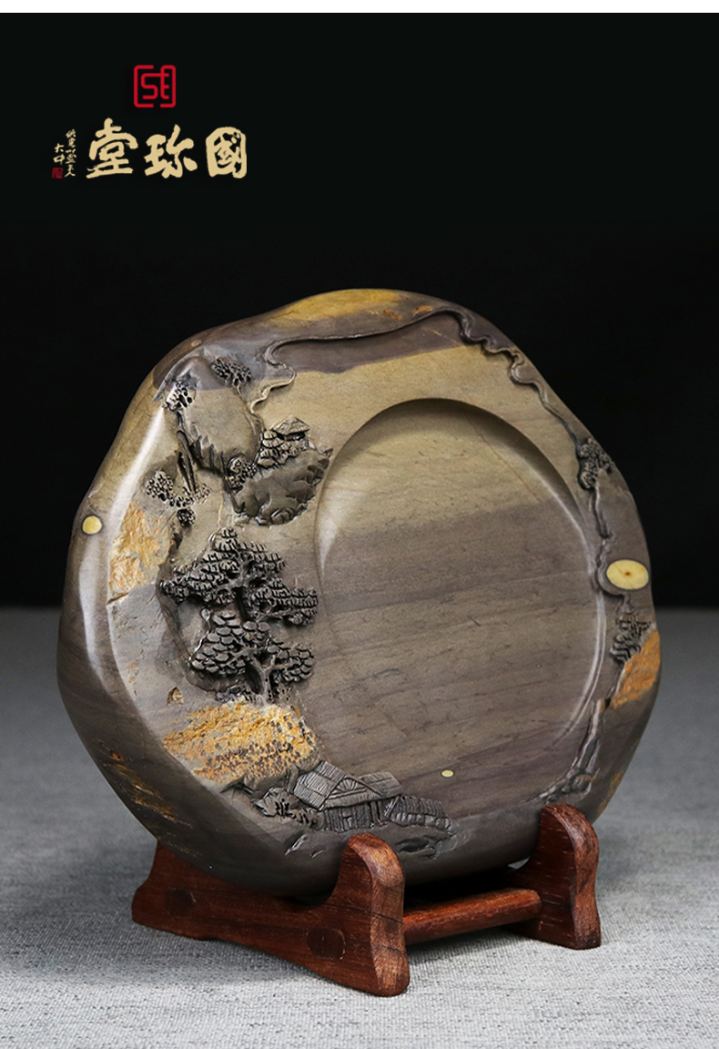 名端堂国家非遗肇庆端砚文房四宝书法名师砚台作品梅花坑旭日东升手工