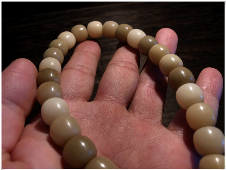lemonway精品 老型原生籽白玉菩提根手串阴皮菩提子佛珠手持18颗手链
