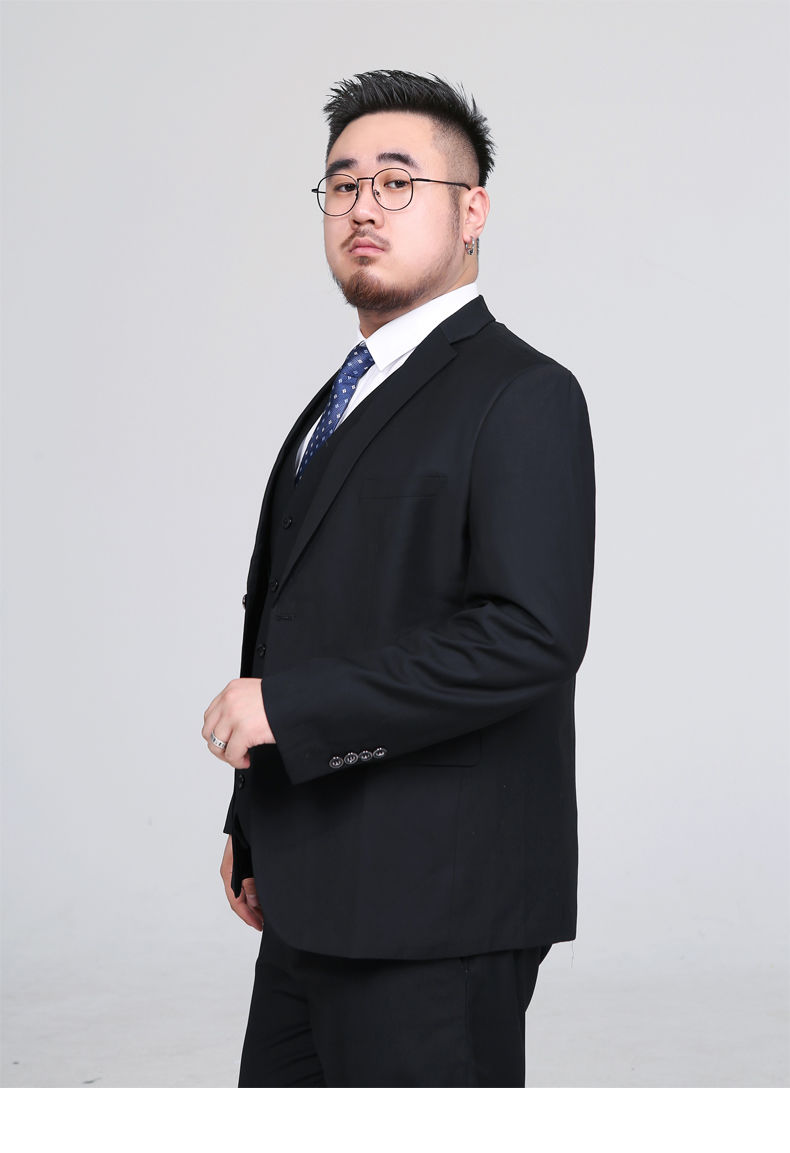 西服马甲男秋冬款胖子套装大码肥佬春秋胖人西装商务职业正装背心加大