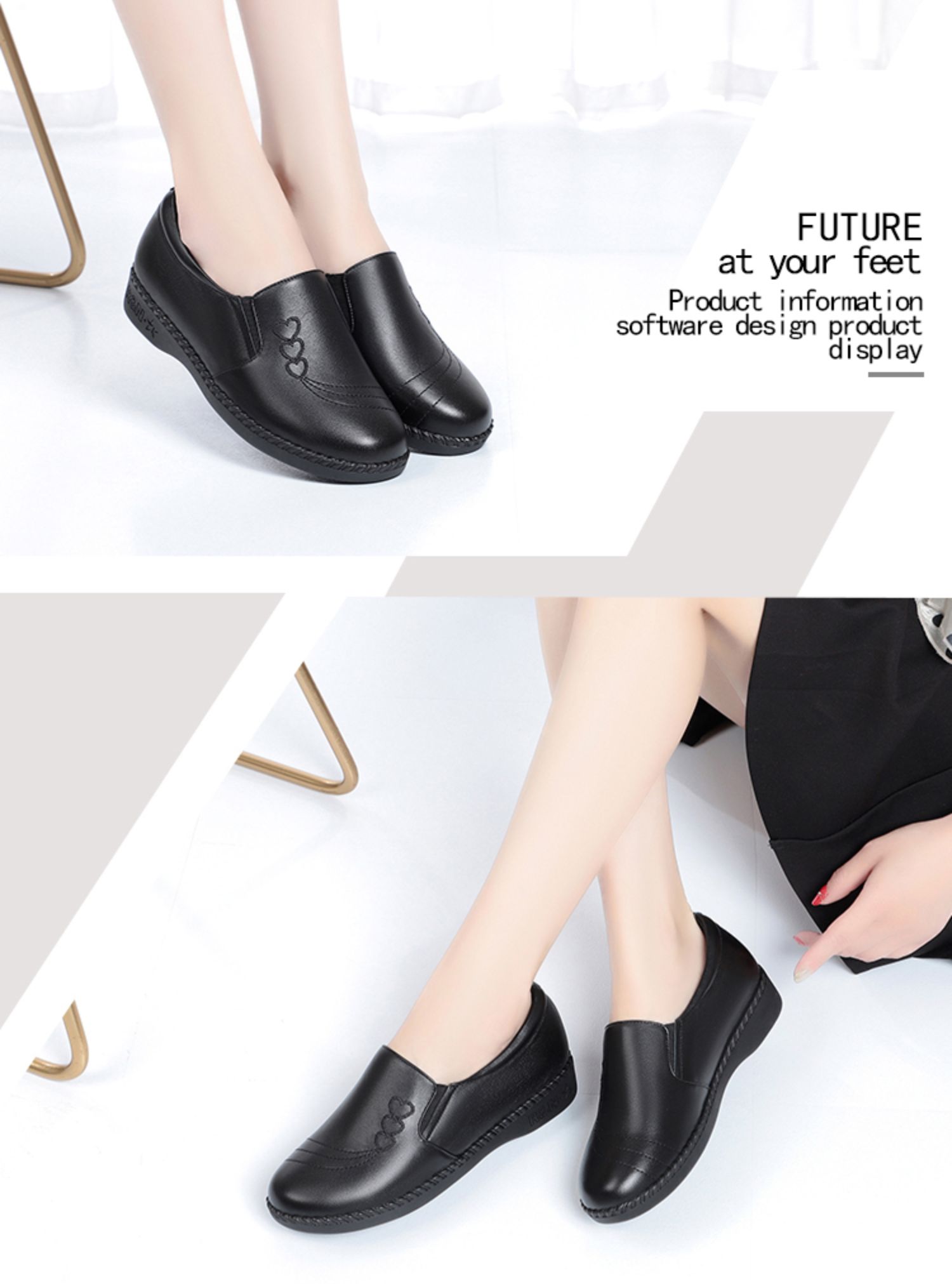 奥康中老年女士皮鞋真皮软底舒适平底防滑妈妈鞋单鞋女加绒秋冬季新款