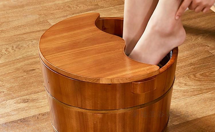 木质的洗脚盆浸脚桶木桶泡脚双人加厚熏蒸木质有盖家用式小号泡脚木桶