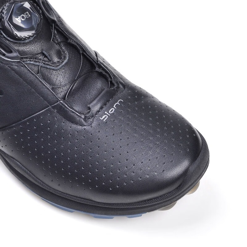 ecco爱步男鞋高尔夫球鞋biom纽扣健步鞋透气运动休闲鞋155814 黑蓝 41