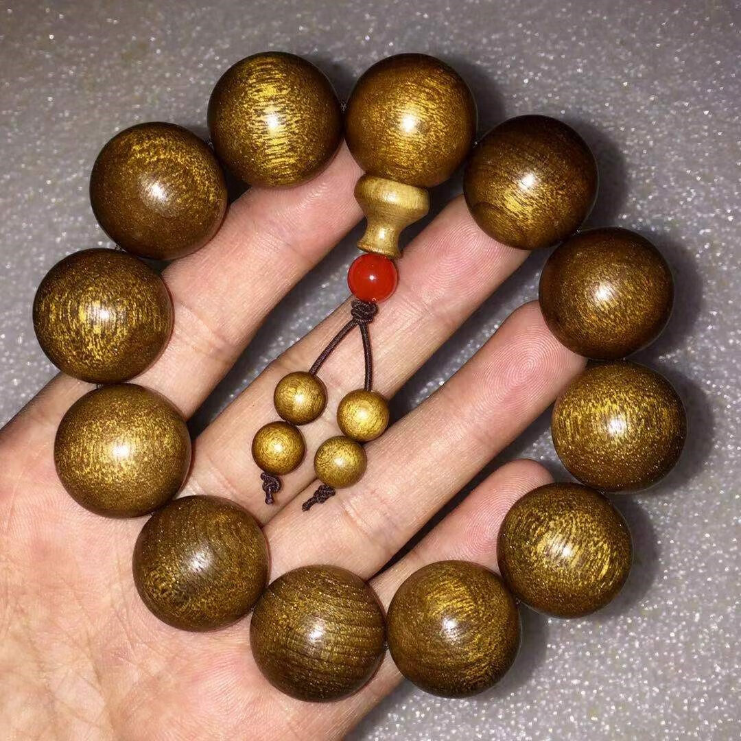 贵鸿 四川金丝楠木 小叶桢楠枯木老料佛珠手链手串 男老料金丝楠108颗