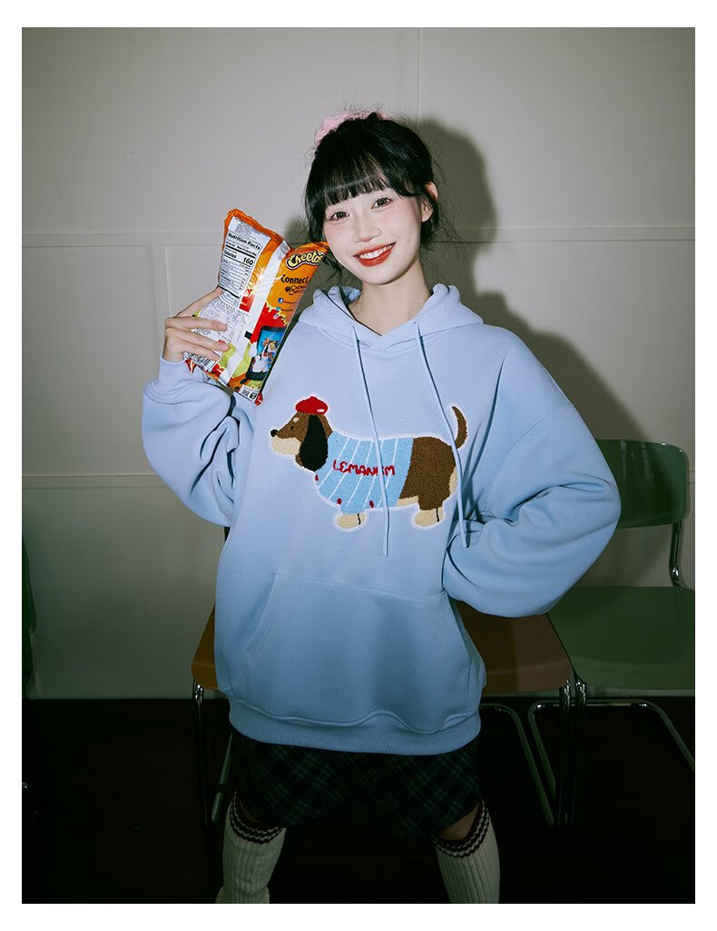 LEMANISM Sweatshirt for Men, Sausage Dog 2025 Spring And Autumn Long-Sleeve T-Shirt, Hooded Pullover, Loose-Fitting Couple's Jacket for Wome 16