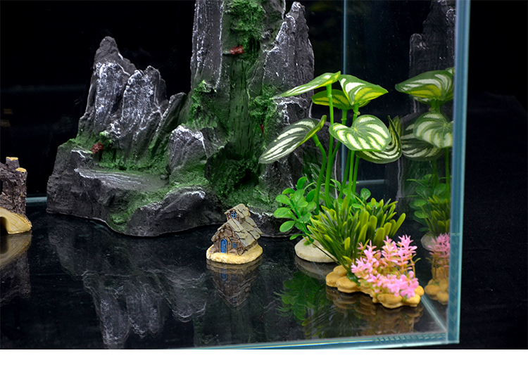 极墨鱼缸装饰造景套餐仿真水草金鱼缸装饰品水族箱摆件假山草坪石子