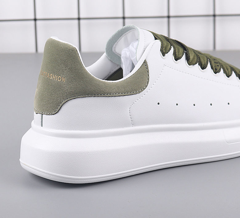 wonst春季麦卡伦潮流网红小白鞋增高运动休闲鞋情侣款板鞋 草绿色