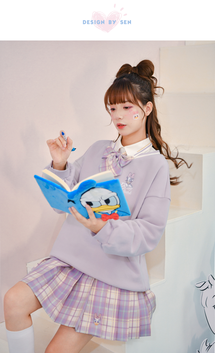 迪士尼联名黛丝原创森女部落jk格裙闺蜜百褶可爱半身裙新款萌黛丝48cm