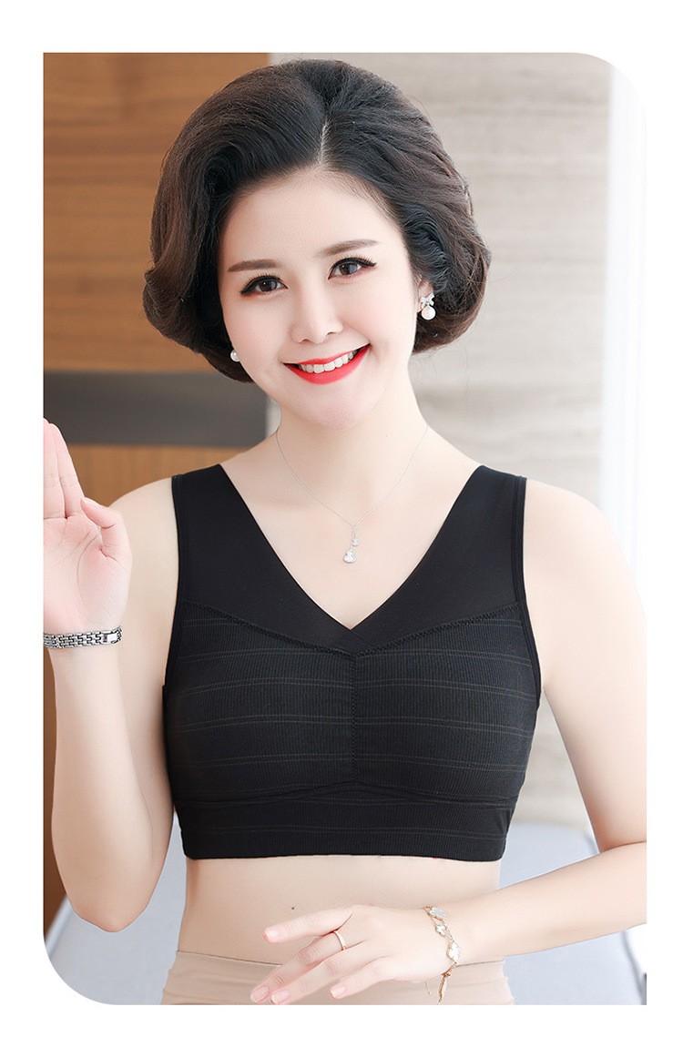 中老年人背心式文胸女士大码无钢圈妈妈内衣薄款美背聚拢运动胸罩