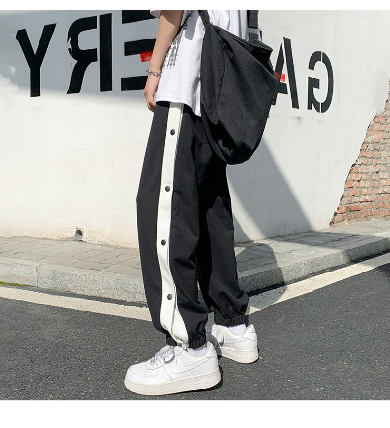 佐优尚排扣裤子男夏季薄款百搭ins潮牌高街篮球裤新款休闲运动束脚裤
