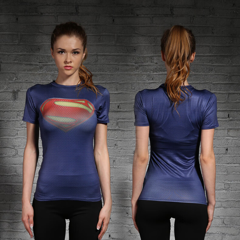 紧身衣女美队运动t恤健身服瑜伽训练弹力紧身短袖女速干衣 肌肉超ren