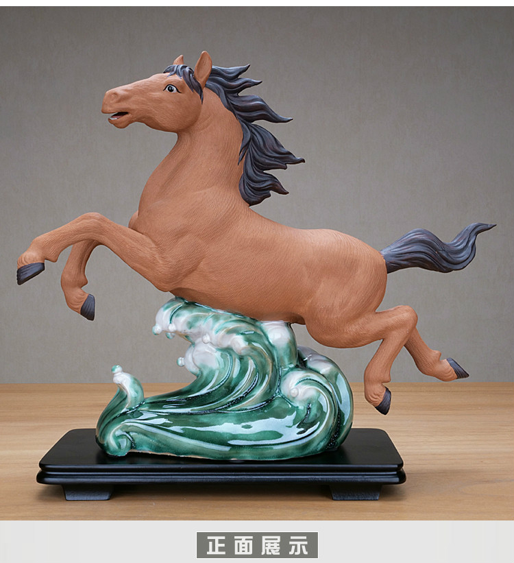 凉梵liangfas石湾公仔陶瓷12生肖马摆件工艺品办公室桌面公司前台装饰