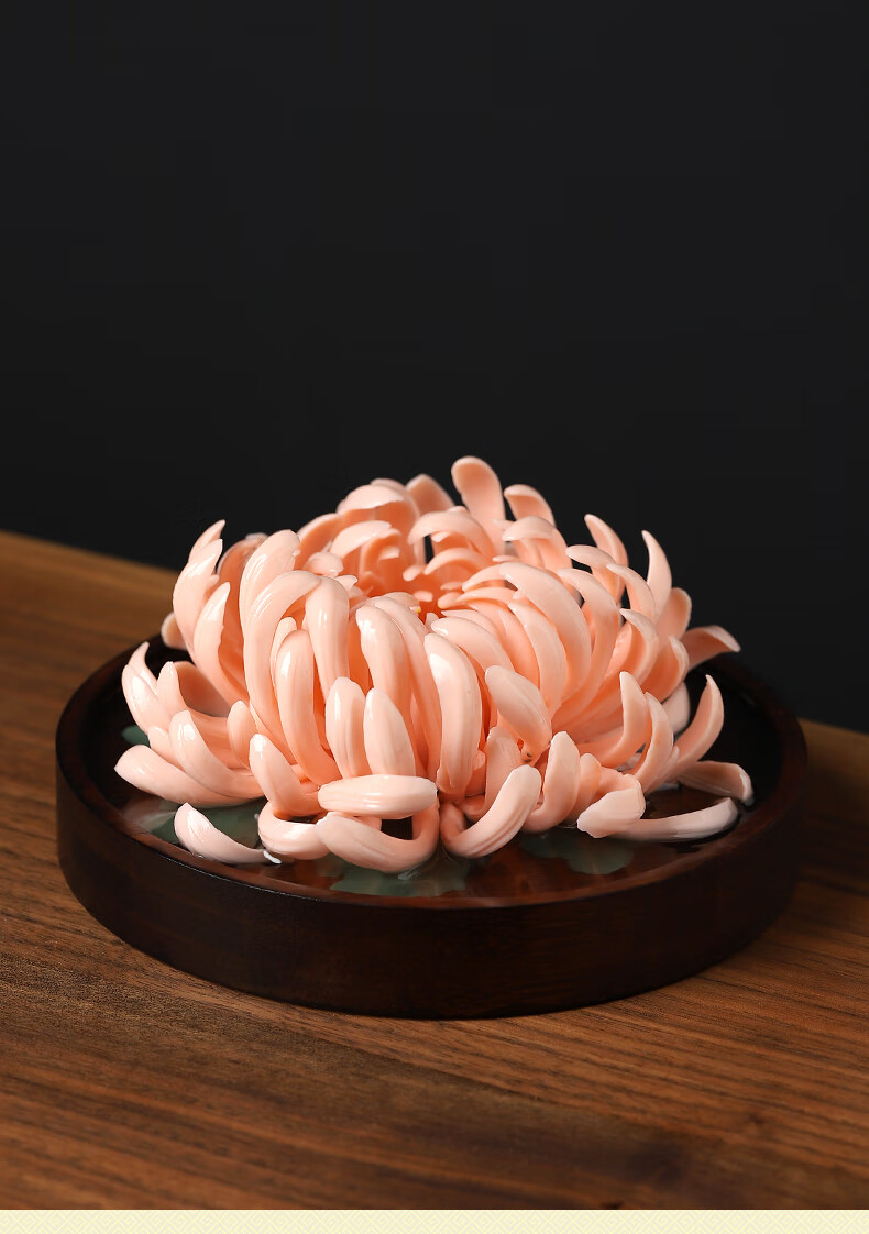 东方泥土中式陶瓷纯手工菊花仿真花瓷花家居客厅香氛扩香器装饰工艺品