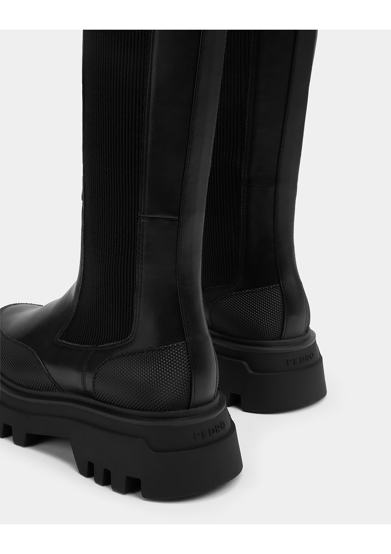 【21秋冬新款】pedro骑士靴女鞋松紧带厚底高筒靴pw1-16050026 粉白色