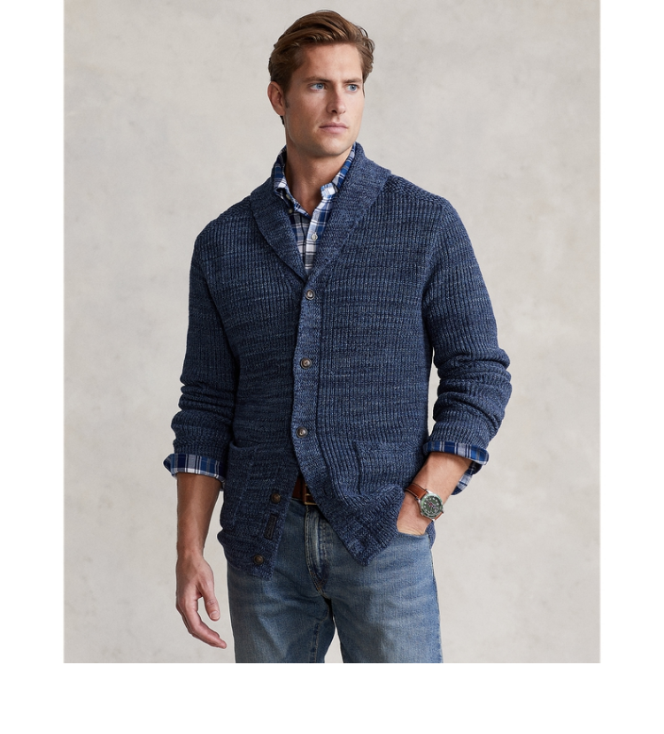 ralph lauren/拉夫劳伦男装 21秋冬棉质青果领针织开襟衫rl14010 400