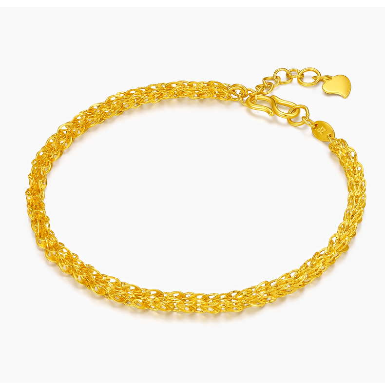 六桂福珠宝黄金手链女士凤尾链足金999手链手饰金链子金饰 【链长18cm