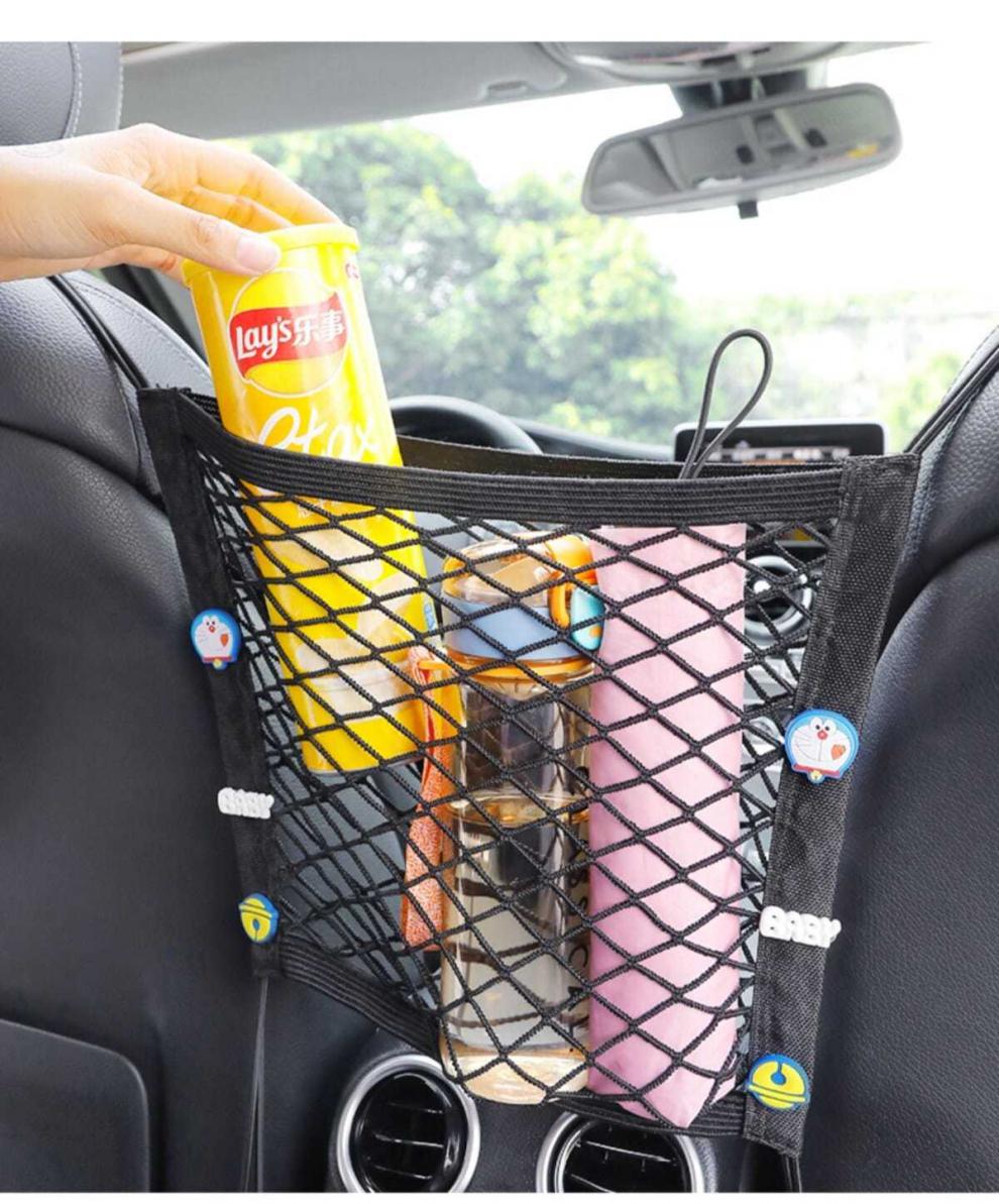 歆芭虎汽车座椅间储物网兜车载好物中间挡网收纳袋隔离弹力网车内置物