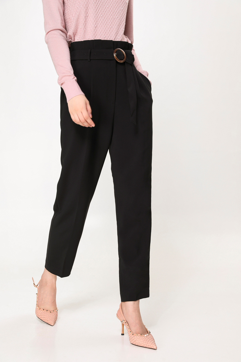 yifini/易菲宽松高腰小脚裤休闲锥形裤女春季新款显瘦九分裤2107k968