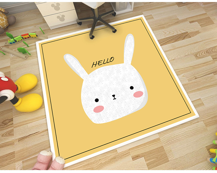 冰彩儿童房间地毯卡通正方形可爱公主卧室床边满铺电脑椅转椅帐篷地板