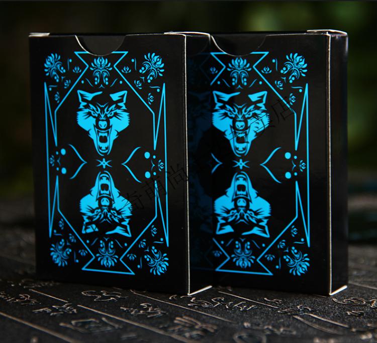 扑克牌高颜值炫酷2022年新款wolf狼黑色塑料防水创意近景魔术道具花切