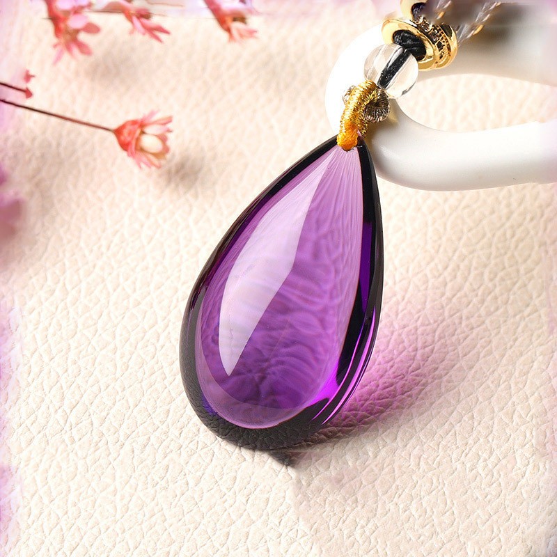 珒福源紫水晶吊坠女时尚简约水滴吊坠项链情人节礼物祈福好运紫水晶