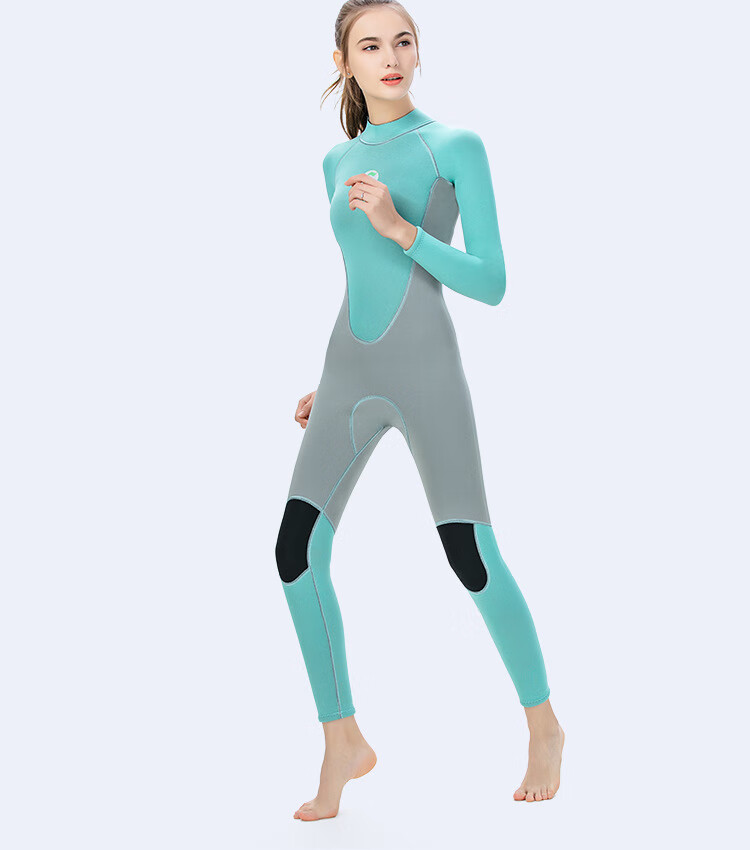 冬泳保暖泳衣 女款3mm湿式潜水服加厚长袖保暖户外冲浪冬泳显瘦连体
