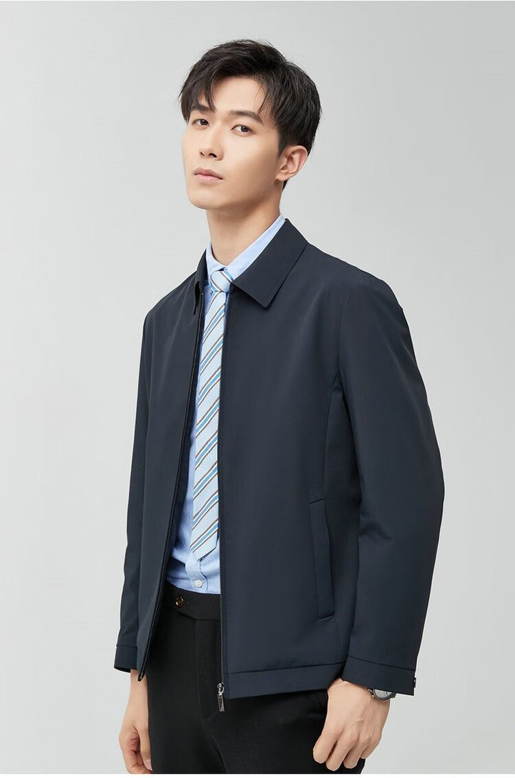领导干部服装行政夹克衫外套商务正装男装夹克秋装翻领上班男公务薄款
